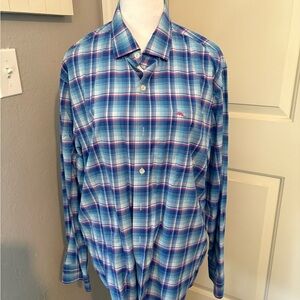 Tommy Bahama The Siesta Key IslandZone Blue and Pink Casual Button Down Shirt